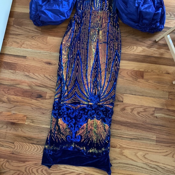 blue sequin custom gown - Picture 2 of 2